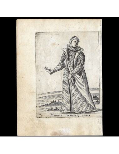 Alessandro Fabri - Diversarum Nationum Ornatus, Femme de Ferrara d'après Pietro Bertelli (1593) à prix réduit toute l'année