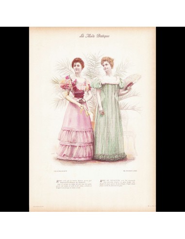 Doucet - Robe de crépon de soie rose et Robe de veloutine vert, gravure de La Mode Pratique (1894) online