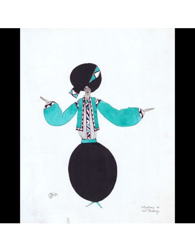 Ray Bret Koch - Hindou de Mr Debry, dessin de costume (1925) plus qu'un jeu 