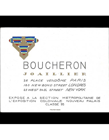 Boucheron - Carte du joaillier pour l'Exposition Coloniale de Paris (1931) offre 