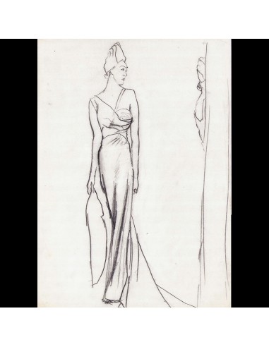 Vogue - Robe asymétrique de Schiaparelli, dessin d'Eric (1937) votre