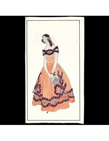 Robe de style, dessin de L'hom pour une revue de mode (1910s) store