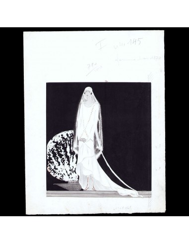 Jeanne Lanvin - Robe de mariée, dessin de L'hom pour Femina (1925) Dans la société mordern