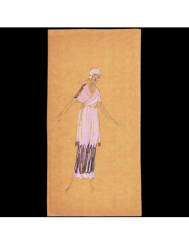 Elégante en robe déshabillée, dessin de L'hom pour une revue de mode (1910s) Les êtres humains sont 