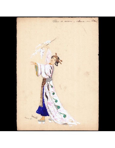 Japhet - Dessin d'un costume japonais Fleur de cerisier (1915) Fin de série