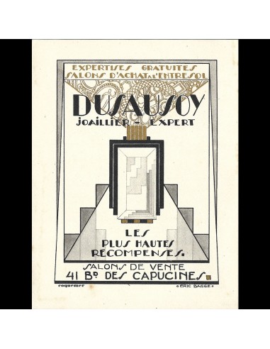 Dusausoy - Carte de la maison de joaillerie, 41 boulevard des Capucines à Paris (circa 1925) Découvrez la collection